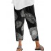 100  Cotton Abstract Printing Casual Loose Pants For Women