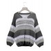 Women Casual Striped V  neck Sweaters