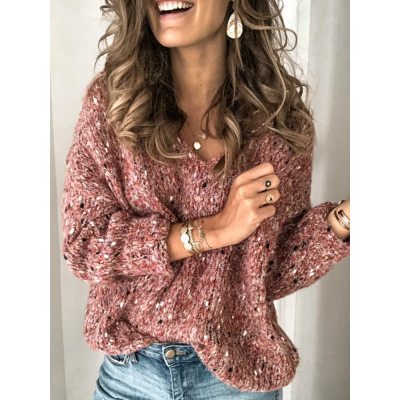 Casual Women V  Neck Long Sleeve Sweaters