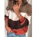 Women Casual Striped Color  Block O  Neck Long Sleeve Sweaters