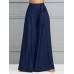 Women Solid Color Tie Waist Casual Swing Pants With Pocket