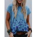 Casual Crew Neck Floral Print Short Sleeve T  shirts