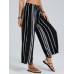 Bohemia Striped Polka Dot Print Elastic Waist Wide Leg Lounge Pants For Women