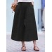 100  Cotton Solid Casual Loose Ninth Pleated Pants for Women