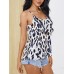 Casual White Leopard Print Backless Cross Sleeveless Sling Tank Top