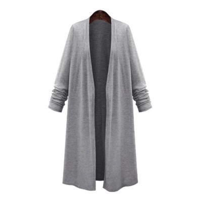 Women Solid Color Long Sleeve Loose Casual Cardigan Outwear