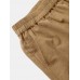 Solid Color Elastic Waist Casual Cotton Women Pants