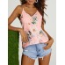 Casual Floral Print V  neck Sleeveless Holiday Wild Tank Top