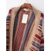 Ethnic Women Colorful Striped Long Sleeve Tassel Sweater Cardigan