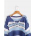 Women Casual Striped V  neck Sweaters
