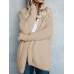 Women Fuzzy Solid Color Hooded Outwear Coats